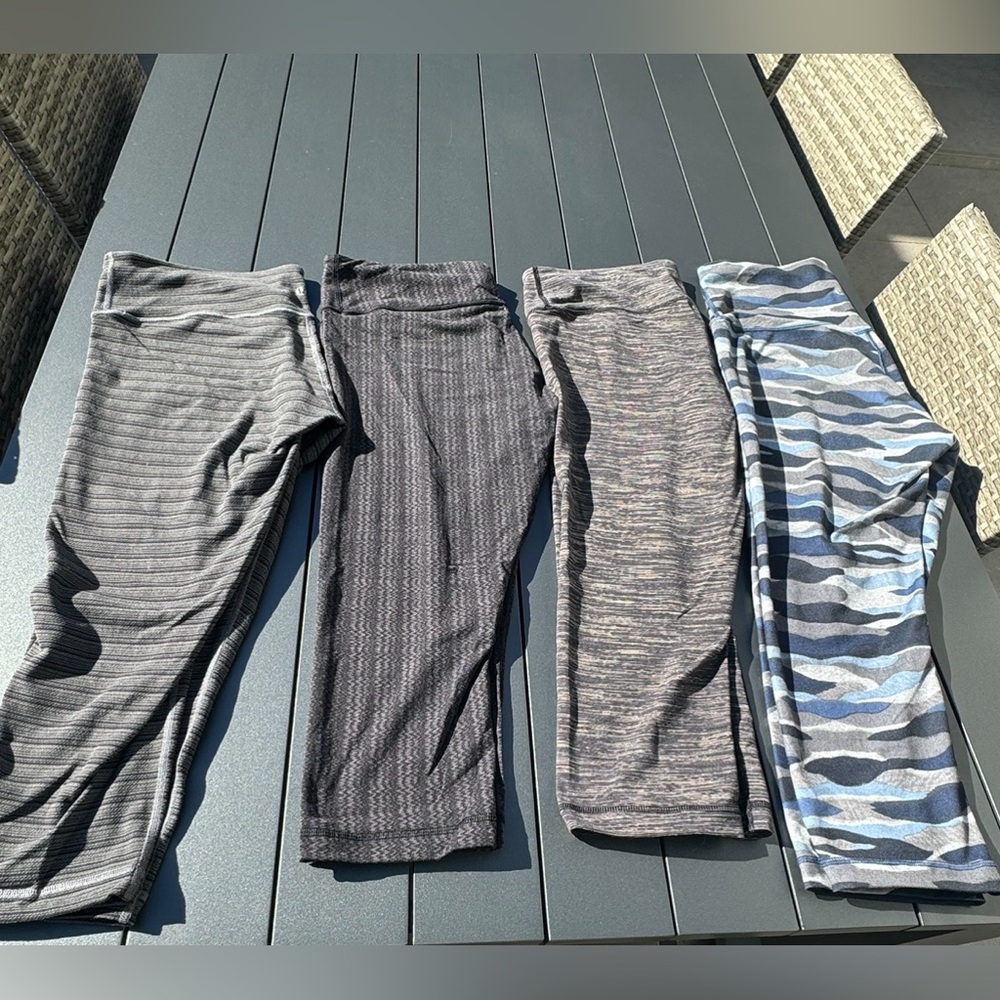 Lululemon set of 4! Cropped leggings. Size 12. Good condition.